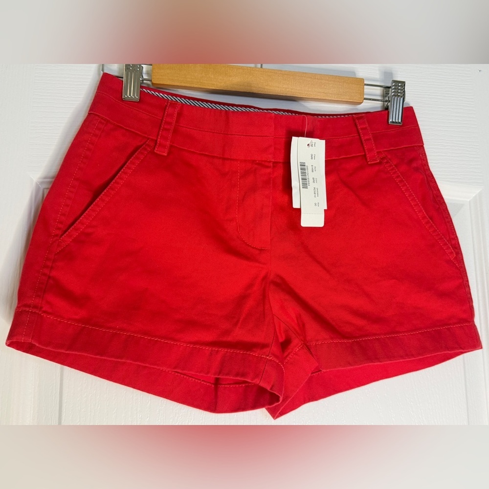 J. Crew Bright Red Cotton Chino Cargo Shorts